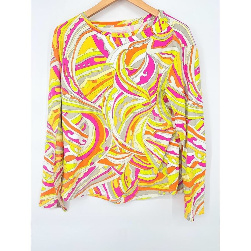 ICIKULS Shirt Women's Size XXL Psychedelic IBKUL Mesh Trim Sun Golf Nylon Top